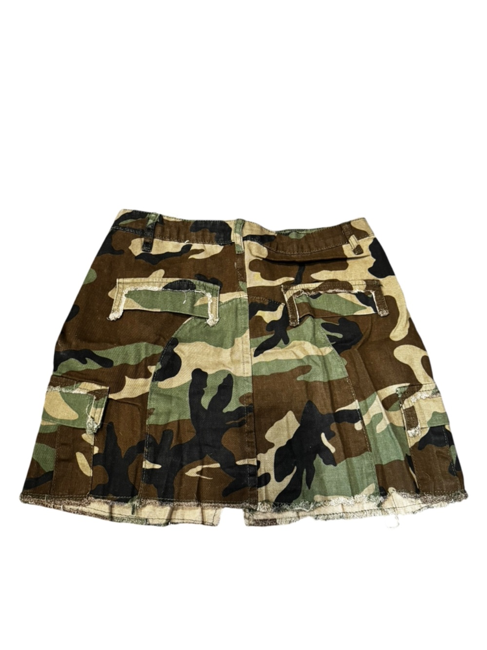 Camo Cargo Mini Skirt High Slit Utility Pocket Y2K Streetwear Festival Size M - Picture 4 of 7